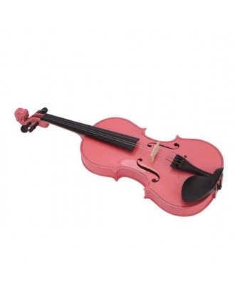 New 1/8 Acoustic Violin Case Bow Rosin Pink