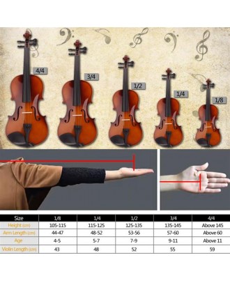 Glarry 4/4 Acoustic Violin Case Bow Rosin Strings Tuner Shoulder Rest  Natural