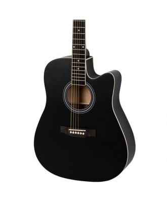 41in Full Size Cutaway Acoustic Guitar 20 Frets Beginner Kit for Students Adult Bag Cover Wrench Strings Black