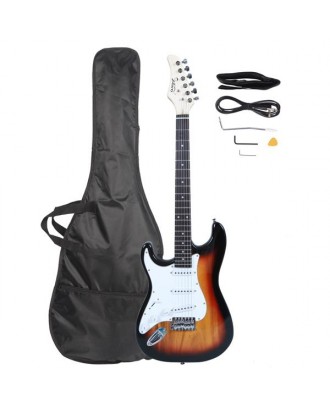 [US-W]Glarry Gst Rosewood Fingerboard Left Hand Electric Guitar   Bag   Strap   Paddle   Rocker   Cable   Wrench Tool Sunset Color