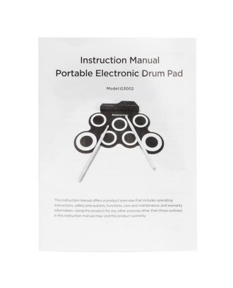 Portable Electric Drum Set 7 Full-Tone Standard Drum Pads with Drum Stick, Headphone Jack and Pedals Multiple Power Supply Methods Best Gift for Christmas Holiday Birthday