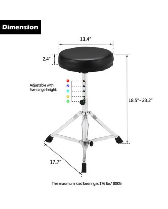 Glarry 5 Height Adjustable and Lifting Drum Stool Black