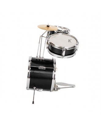 Glarry 13"x8" 3-Pieces Junior Kids Child Drum Set Kit Pedal Drum Stick Wrench Drum Stool Black
