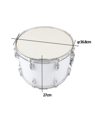 UNISS White 14 x10 inches Marching Snare Drum set with Drum sticks Key and Strap
