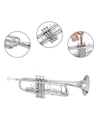 Glarry Brass Trumpet Bb with 7C Mouthpiece for Standard Student or Beginner Silver