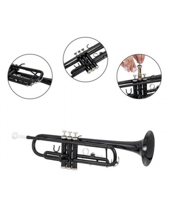Glarry Brass Trumpet Bb with 7C Mouthpiece for Standard Student or Beginner Black
