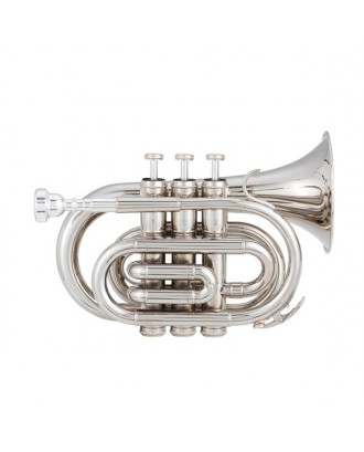 Glarry Brass Bb Pocket Trumpet Mini Trumpet with 7C Mouthpiece Silver