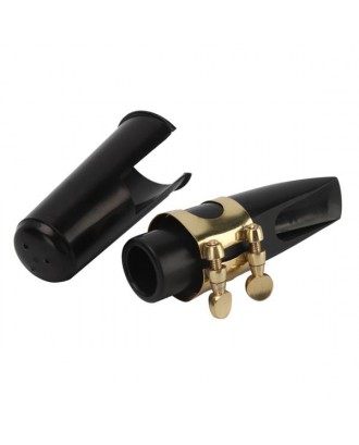 [US-W]Alto Saxophone Mouthpiece   Cap   Ligature Black and Golden